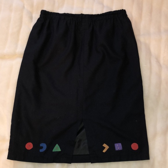 Vintage 2PC Sabrina Capune black theatre decal suit jacket + skirt - Picture 8 of 13